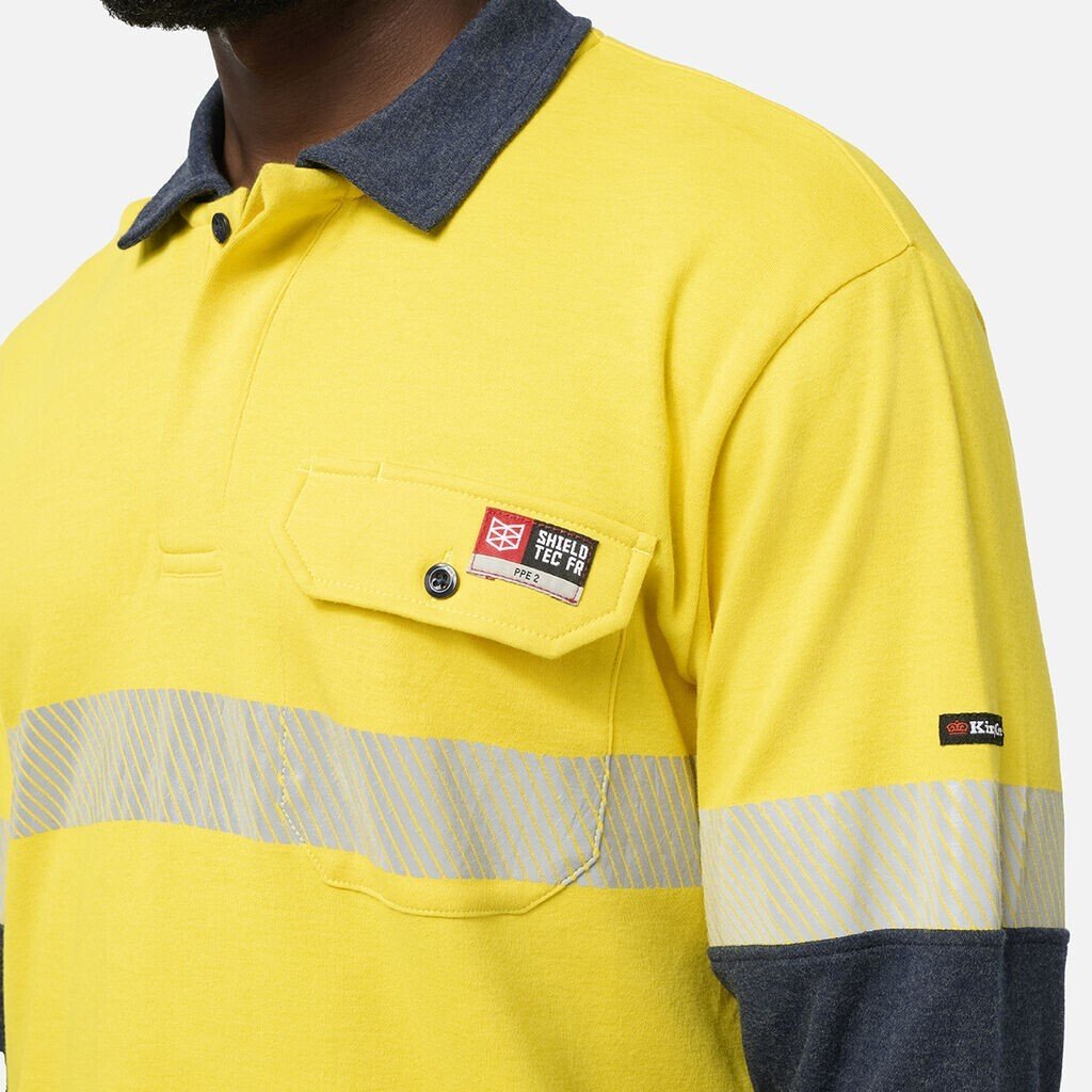 KINGGEE Mens ShieldTEC FR Hi - Vis Spliced Polo with FR Tape K84008 - Land to Coast