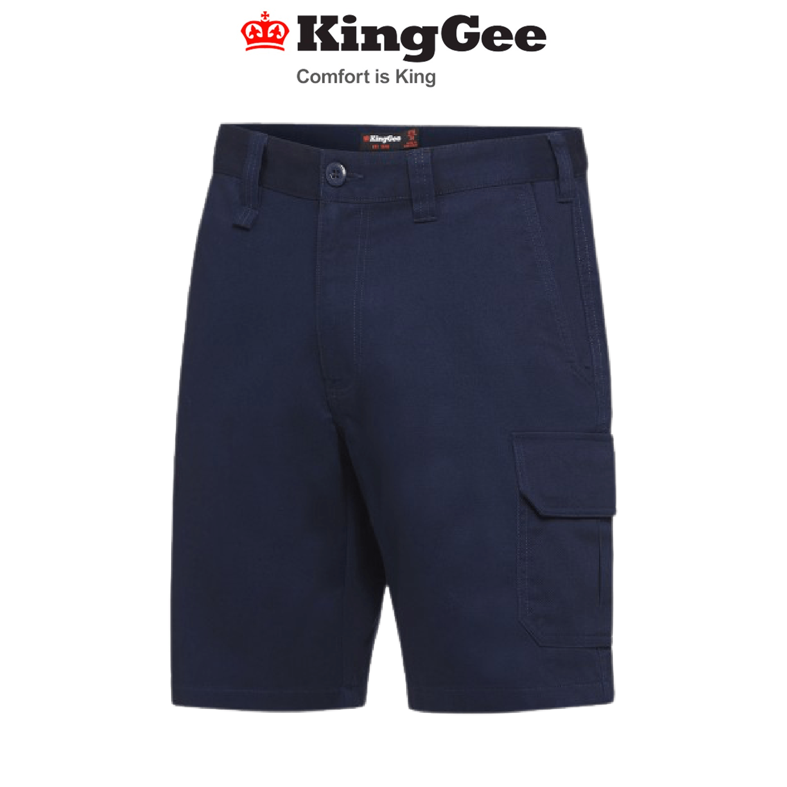 KingGee Mens Stretch Cargo Shorts Work Flat Front Safety Belt Loops Phone K07005 - Land to Coast