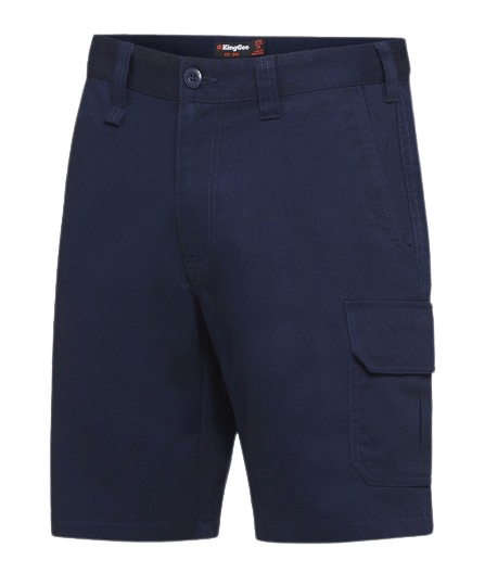 KingGee Mens Stretch Cargo Shorts Work Flat Front Safety Belt Loops Phone K07005 - Land to Coast