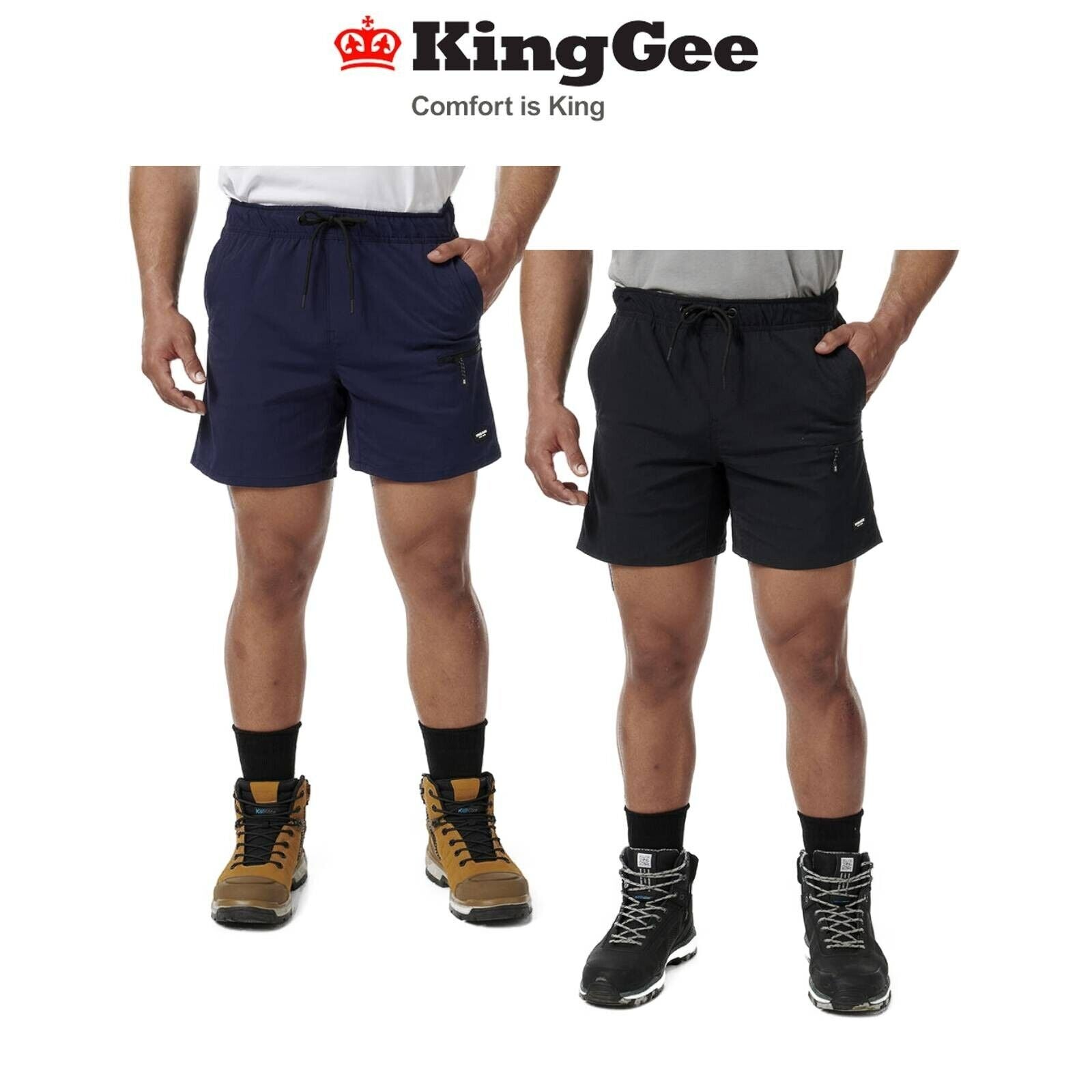 KINGGEE Mens Trademark Comfy Pockets Lightweight Stretch Elastic Short K17009 - Land to Coast