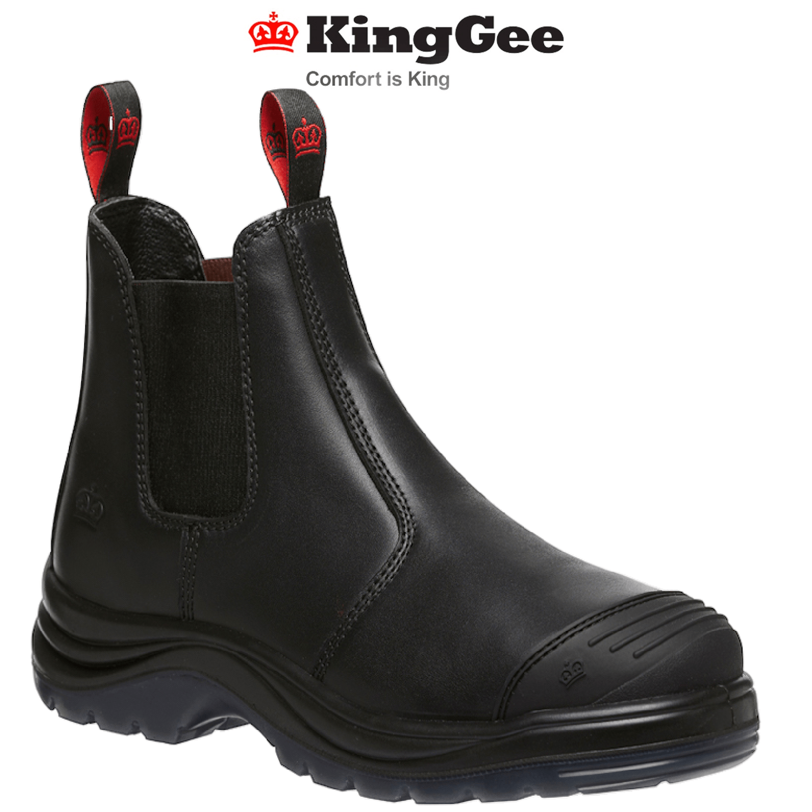KingGee Mens Tradie Elastic Pull - Up Steel Toe Work Boots Memory Foam K25250 - Land to Coast