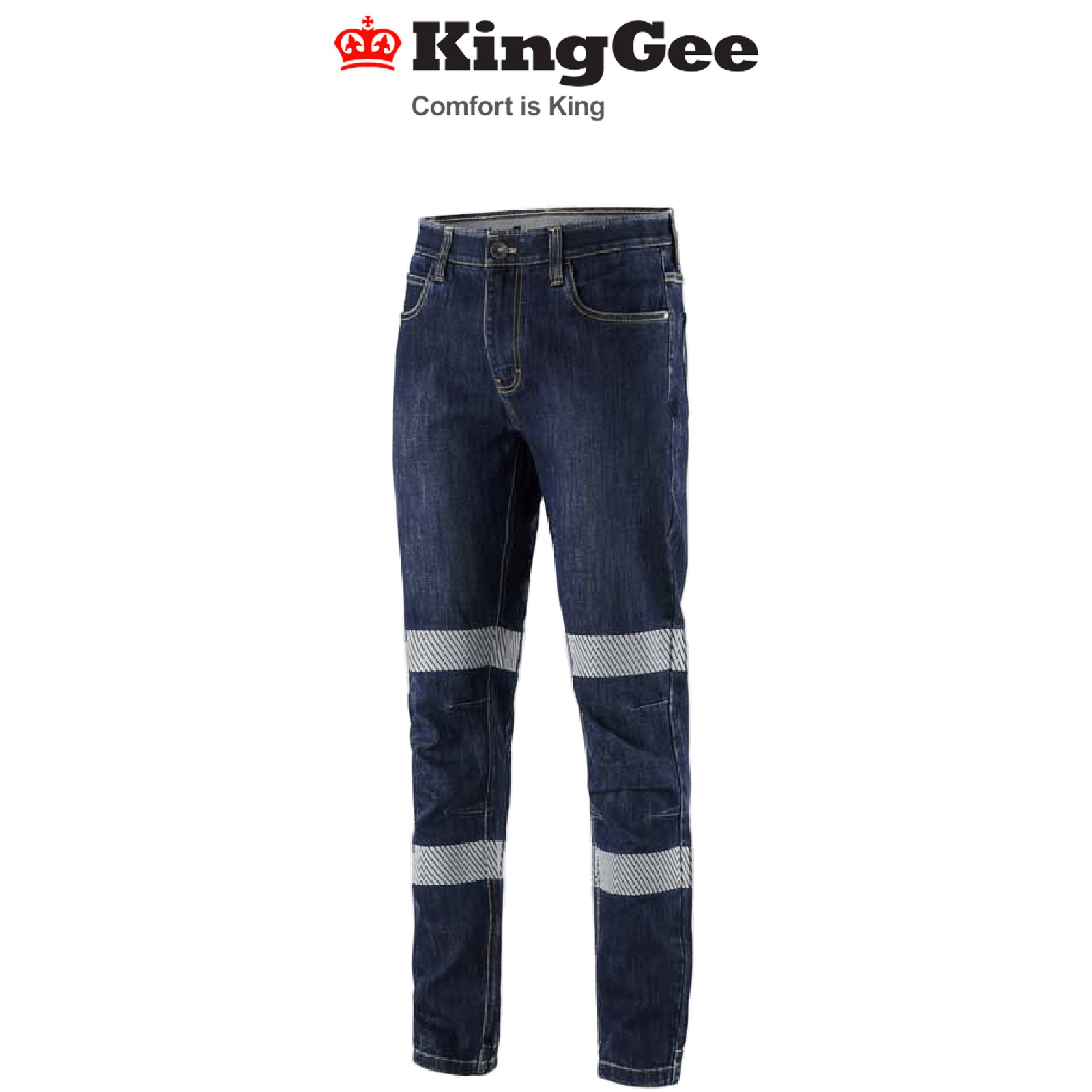 KingGee Mens Urban Coolmax Bio Motion Stretch Jeans Taped Denim Work K53007 - Land to Coast
