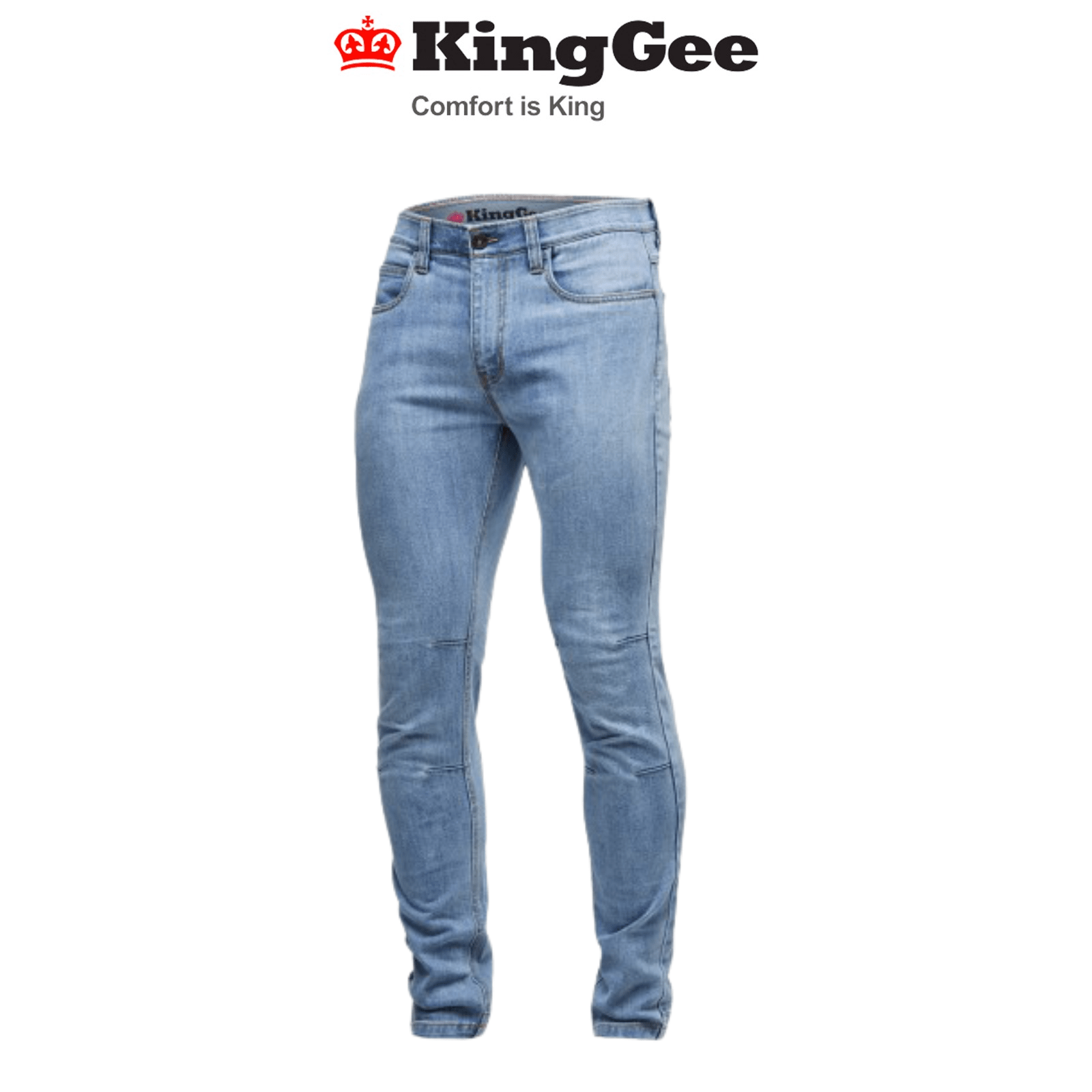 KingGee Mens Urban Coolmax Denim Slim Jeans Cotton Comfortable Gusset K13006 - Land to Coast