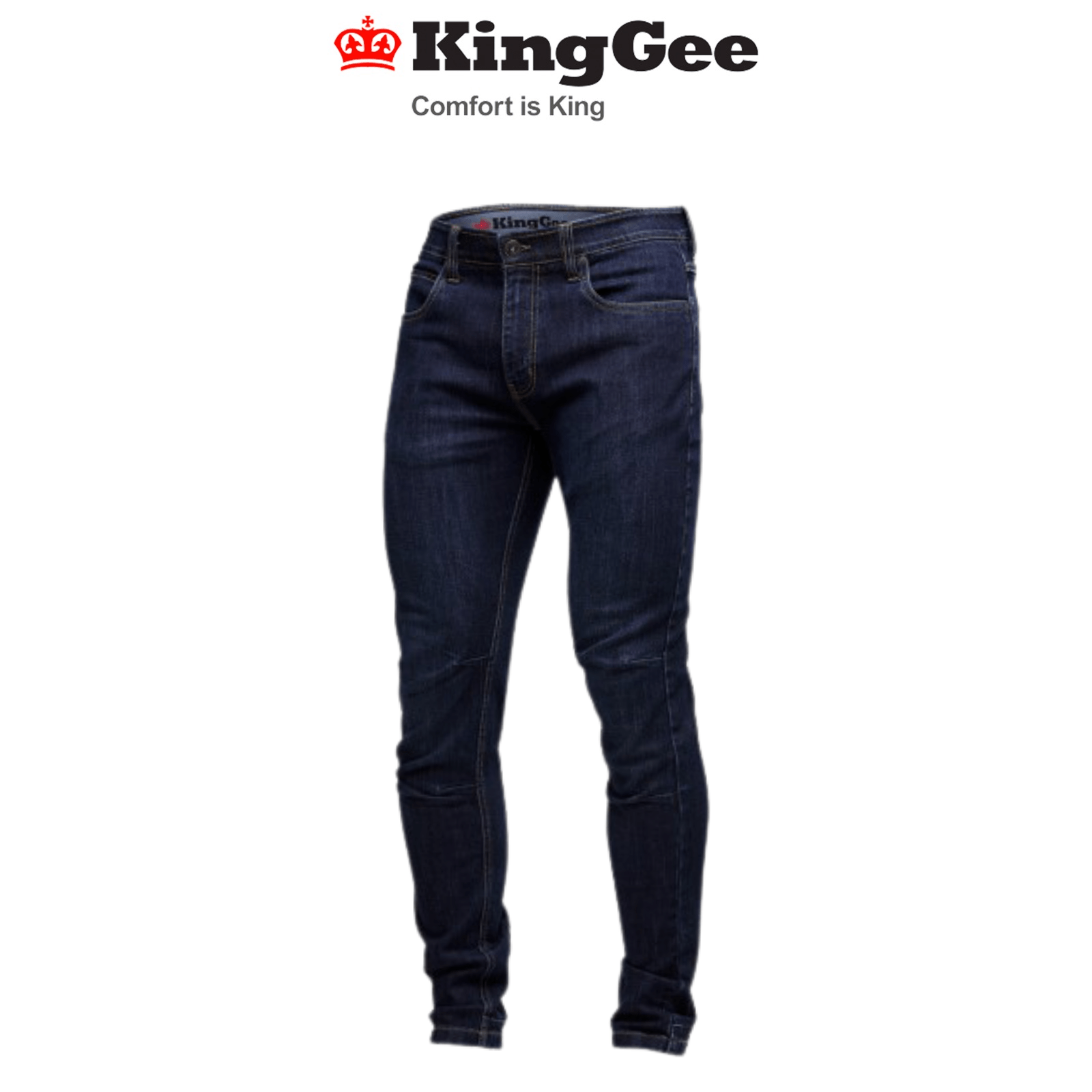 KingGee Mens Urban Coolmax Denim Slim Jeans Cotton Comfortable Gusset K13006 - Land to Coast
