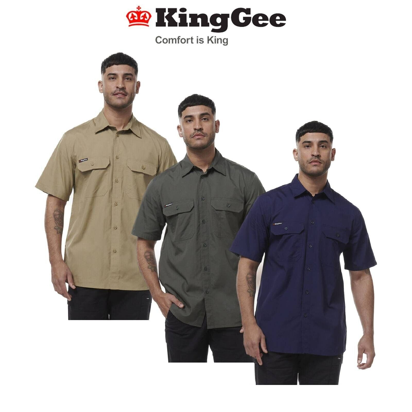 KingGee Mens Vented Workcool Breathable Pockets Lightweight Shirt K14030 - Land to Coast