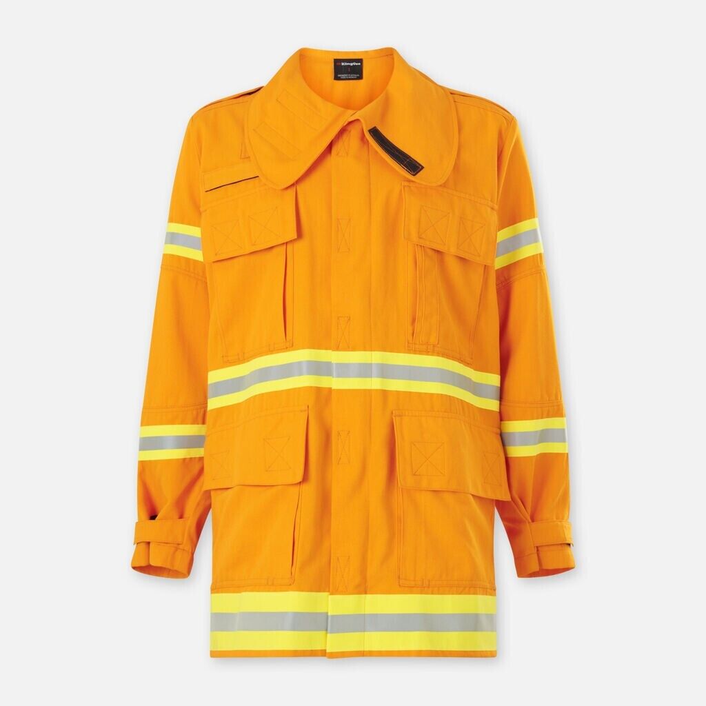 KingGee Mens Windlands Firefighting Thermal Protection Safety Hi Vis Coat K85000 - Land to Coast