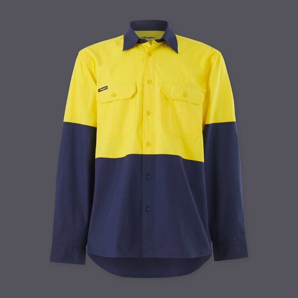 KingGee Mens Wookcool Vented Lightweight Spliced Shirt Pocket Long Sleeve K54911 - Land to Coast