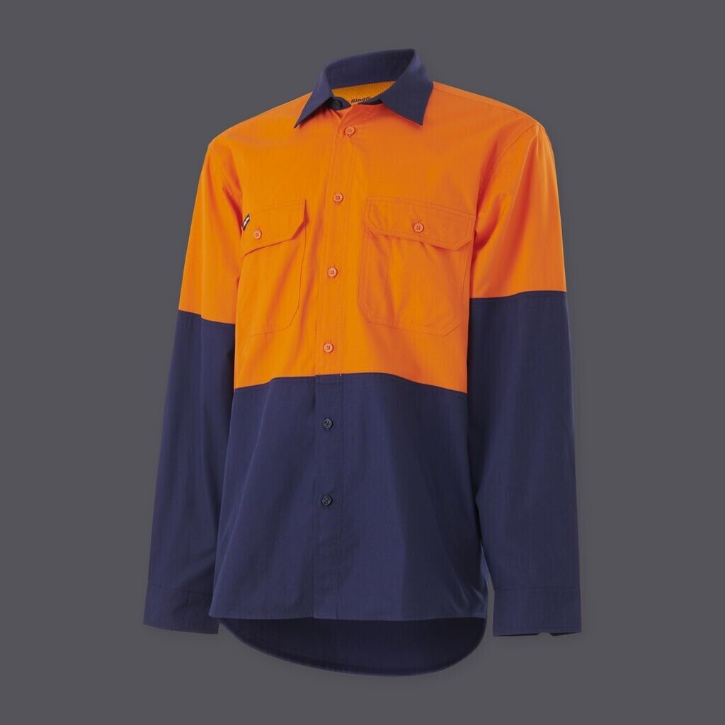 KingGee Mens Wookcool Vented Lightweight Spliced Shirt Pocket Long Sleeve K54911 - Land to Coast