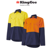 KingGee Mens Wookcool Vented Lightweight Spliced Shirt Pocket Long Sleeve K54911 - Land to Coast