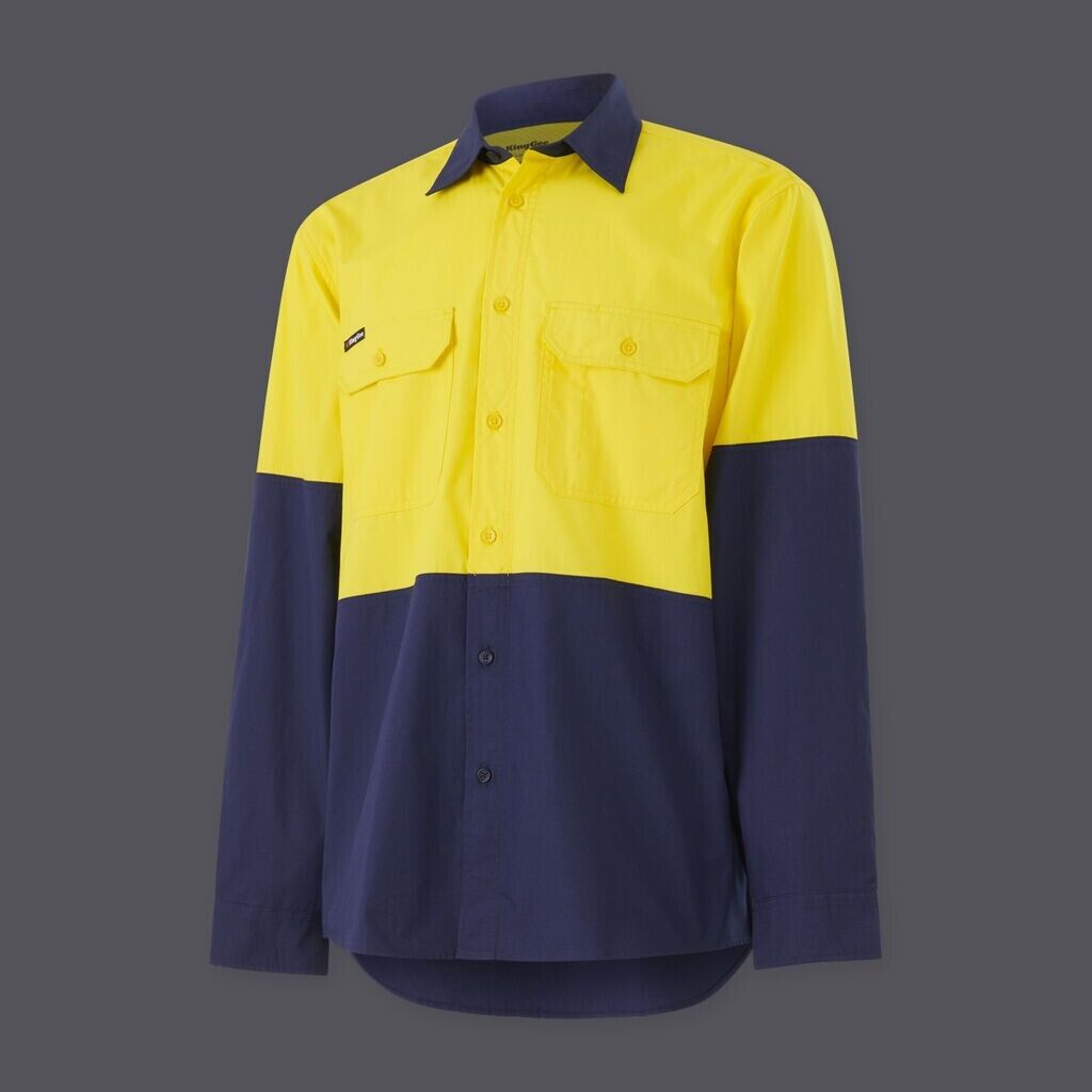 KingGee Mens Wookcool Vented Lightweight Spliced Shirt Pocket Long Sleeve K54911 - Land to Coast