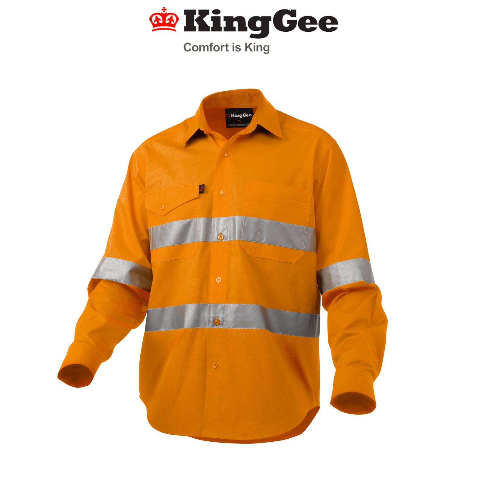 KingGee Mens Workcool 2 Hi - Vis Reflective Shirt Long Sleeve Taped Work K54890 - Land to Coast