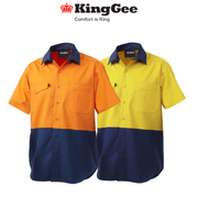 KingGee Mens Workcool 2 Hi - Vis Shirt Short Sleeve Summer Button Work K54875 - Land to Coast