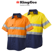 KIngGee Mens Workcool 2 Hi - Vis Summer Shirt Short Sleeve Work Lightweight K54885 - Land to Coast