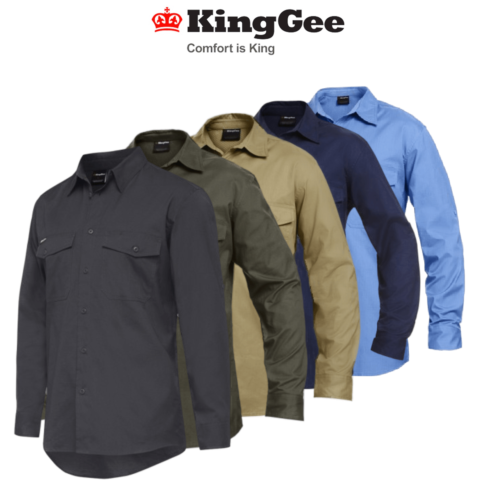 KingGee Mens Workcool 2 Shirt Long Sleeve Lightweight Breathable Workwear K14820 - Land to Coast