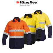 KingGee Mens Workcool Hi - Vis Taped Shirt Long Sleeve Work Lightweight K54880 - Land to Coast