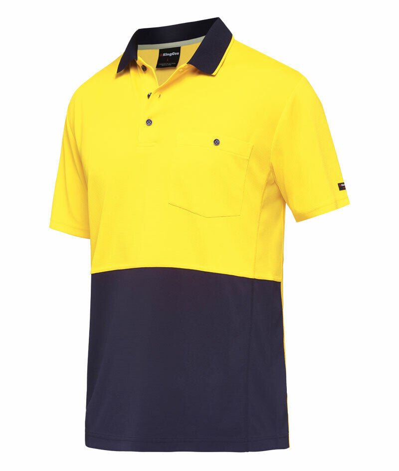 KingGee Mens Workcool Hyperfreeze Spliced Polo Shirt Short Sleeve Work K54205 - Land to Coast