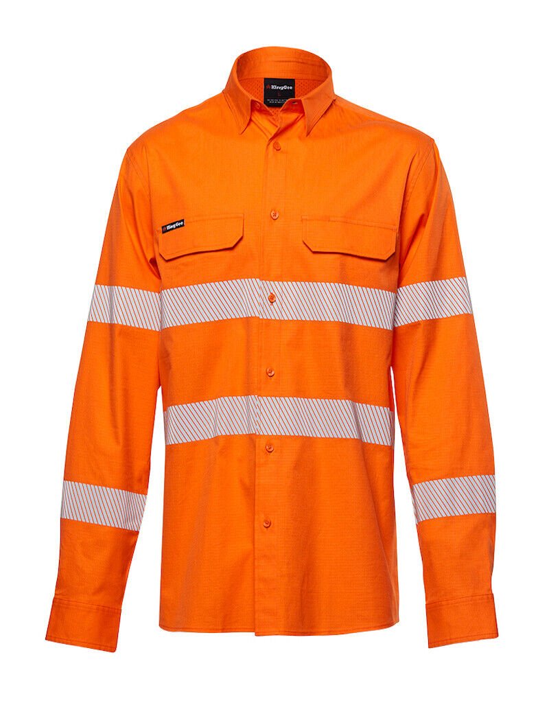 KingGee Mens Workcool Pro Bio Motion Shirt Long Comfy Sleeve Work Safety K54031 - Land to Coast