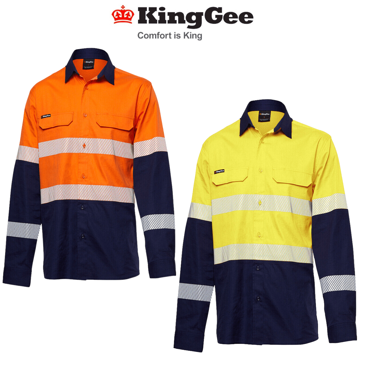 KingGee Mens Workcool Pro Bio Motion Shirt Long Sleeve Work Safety Comfy K54028 - Land to Coast