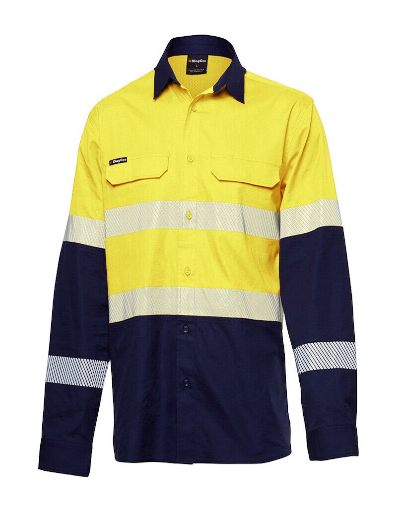 KingGee Mens Workcool Pro Bio Motion Shirt Long Sleeve Work Safety Comfy K54028 - Land to Coast