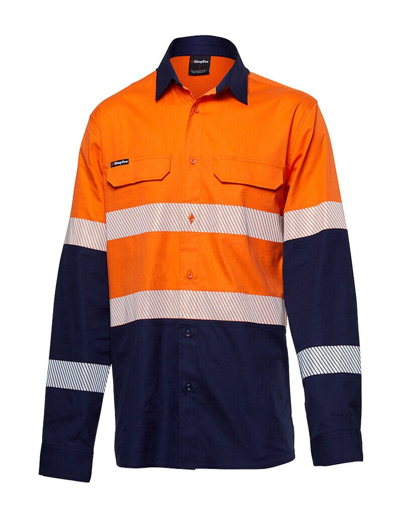 KingGee Mens Workcool Pro Bio Motion Shirt Long Sleeve Work Safety Comfy K54028 - Land to Coast