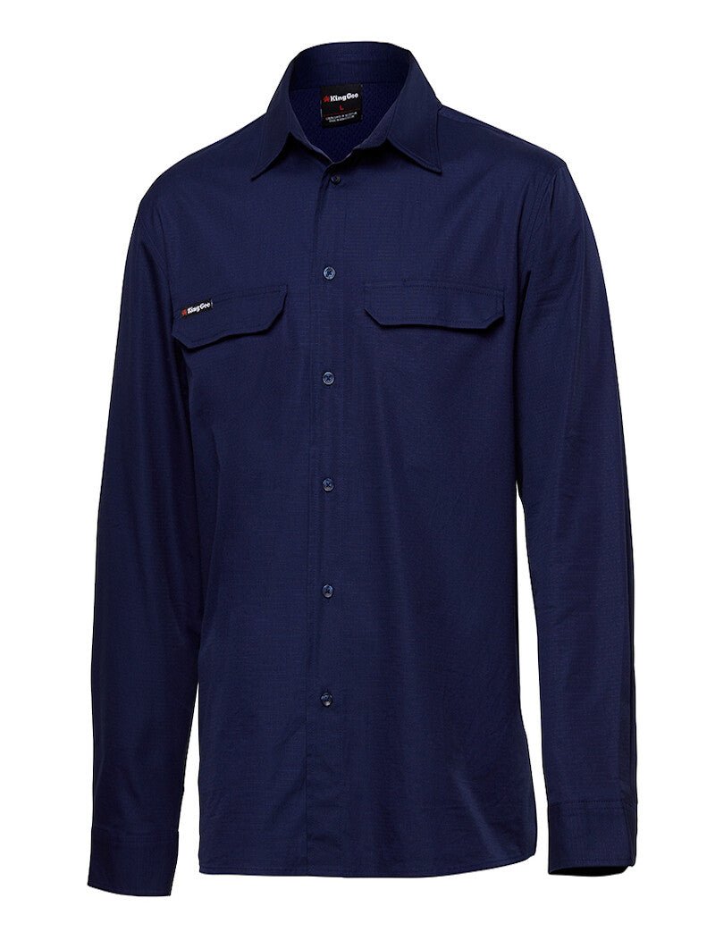 KingGee Mens Workcool Pro Shirt Long Sleeve Stretch Ripstop Durable Work K14021 - Land to Coast