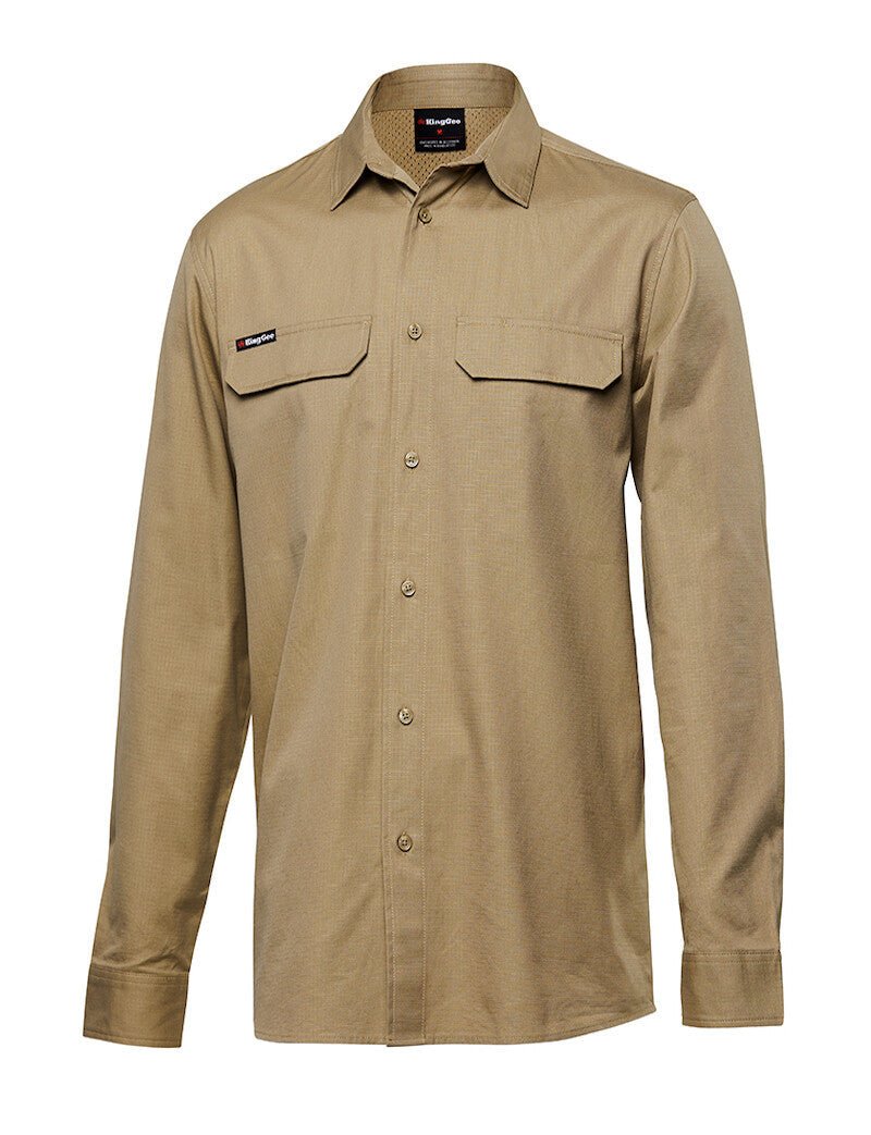 KingGee Mens Workcool Pro Shirt Long Sleeve Stretch Ripstop Durable Work K14021 - Land to Coast