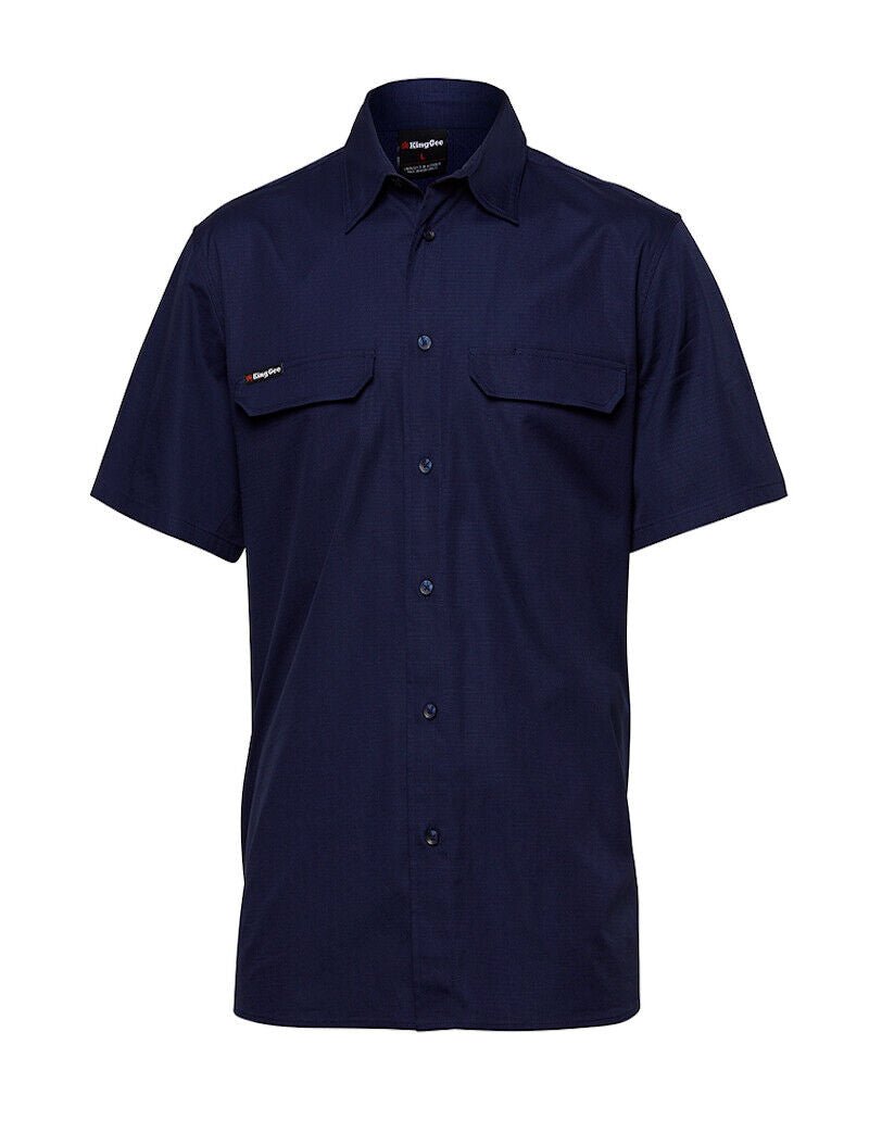 KingGee Mens Workcool Pro Shirt S/S Tough Stretch Ripstop Cotton Work K14022 - Land to Coast