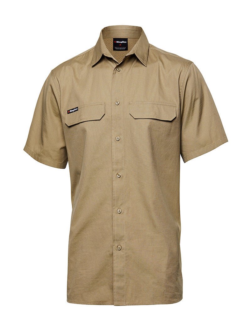 KingGee Mens Workcool Pro Shirt S/S Tough Stretch Ripstop Cotton Work K14022 - Land to Coast