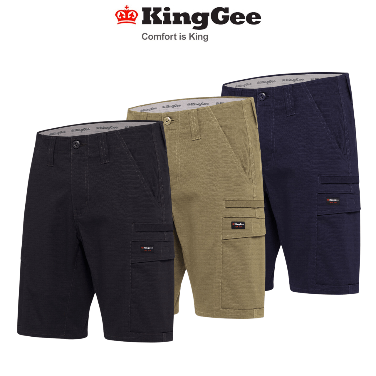 KingGee Mens Workcool Pro Shorts Comfort Stretch Work Cargo Tough Ripstop K17006 - Land to Coast
