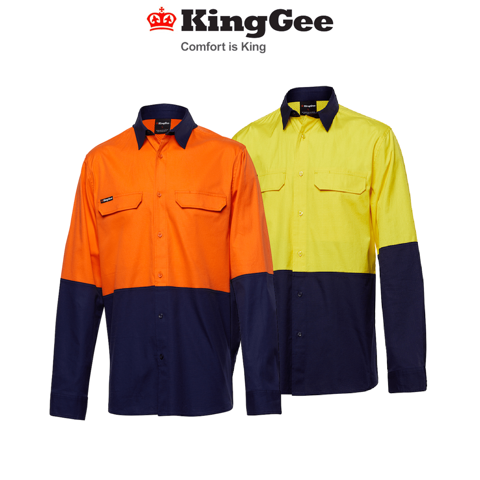 KingGee Mens Workcool Pro Spliced Shirt Long Sleeve Ripstop Work Safety K54027 - Land to Coast