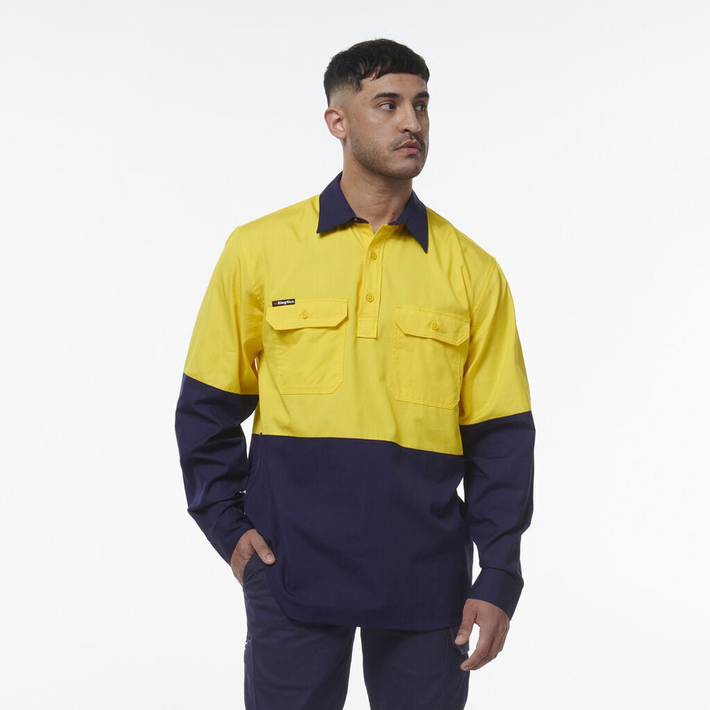 KingGee Mens Workcool Vented Closed Front Spliced Two Toned Pocket Shirt K54011 - Land to Coast