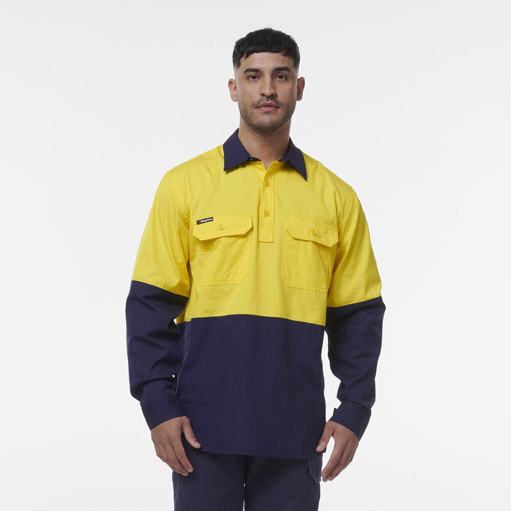 KingGee Mens Workcool Vented Closed Front Spliced Two Toned Pocket Shirt K54011 - Land to Coast