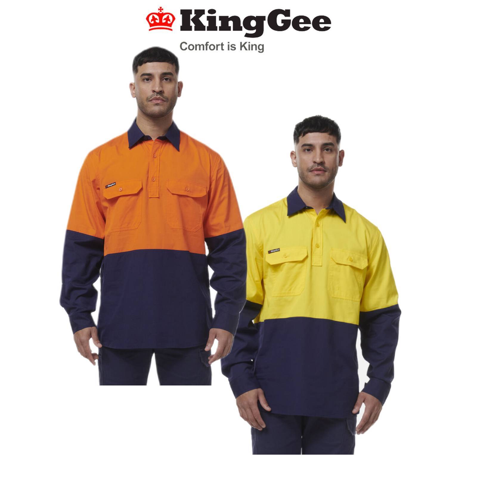 KingGee Mens Workcool Vented Closed Front Spliced Two Toned Pocket Shirt K54011 - Land to Coast