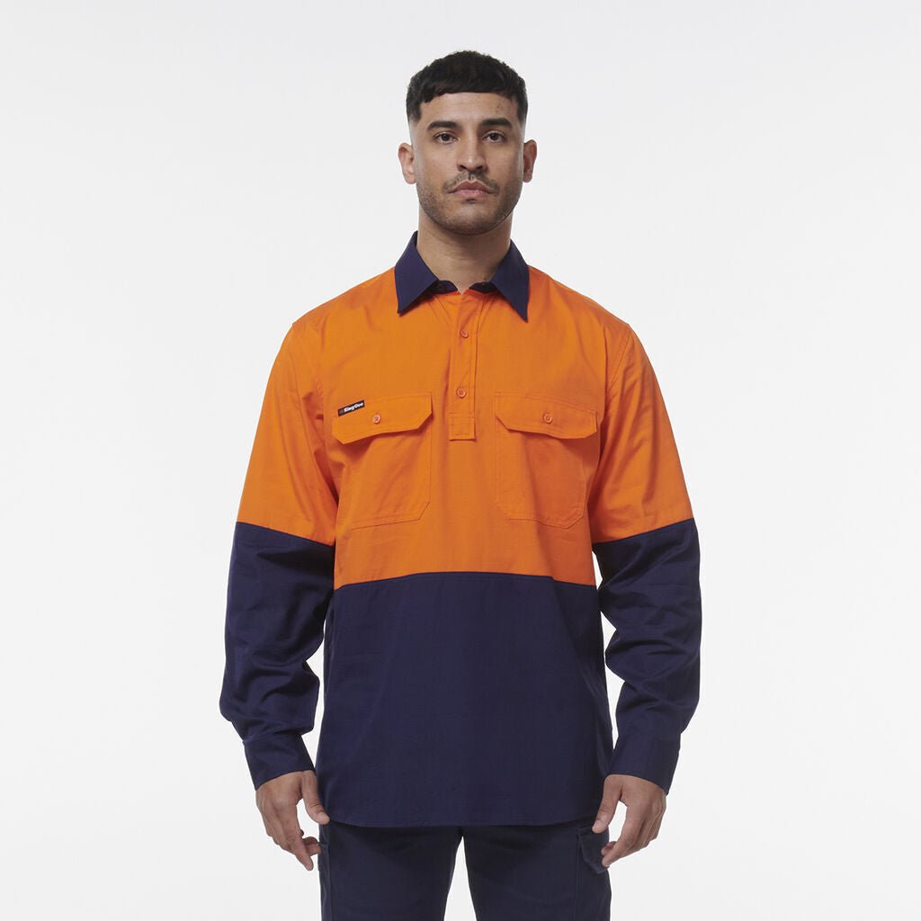 KingGee Mens Workcool Vented Closed Front Spliced Two Toned Pocket Shirt K54011 - Land to Coast