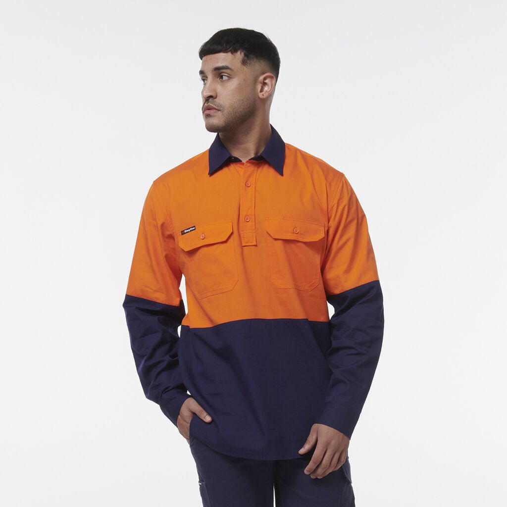 KingGee Mens Workcool Vented Closed Front Spliced Two Toned Pocket Shirt K54011 - Land to Coast