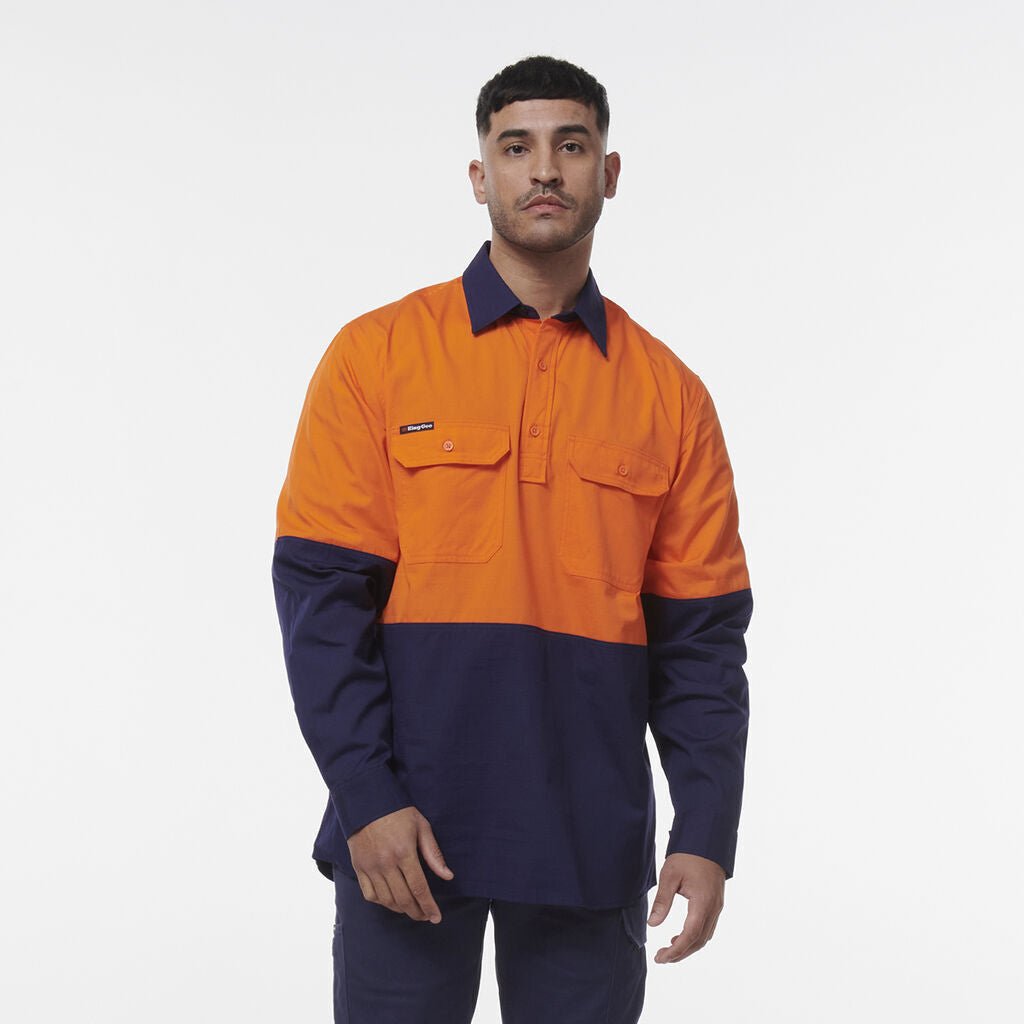 KingGee Mens Workcool Vented Closed Front Spliced Two Toned Pocket Shirt K54011 - Land to Coast