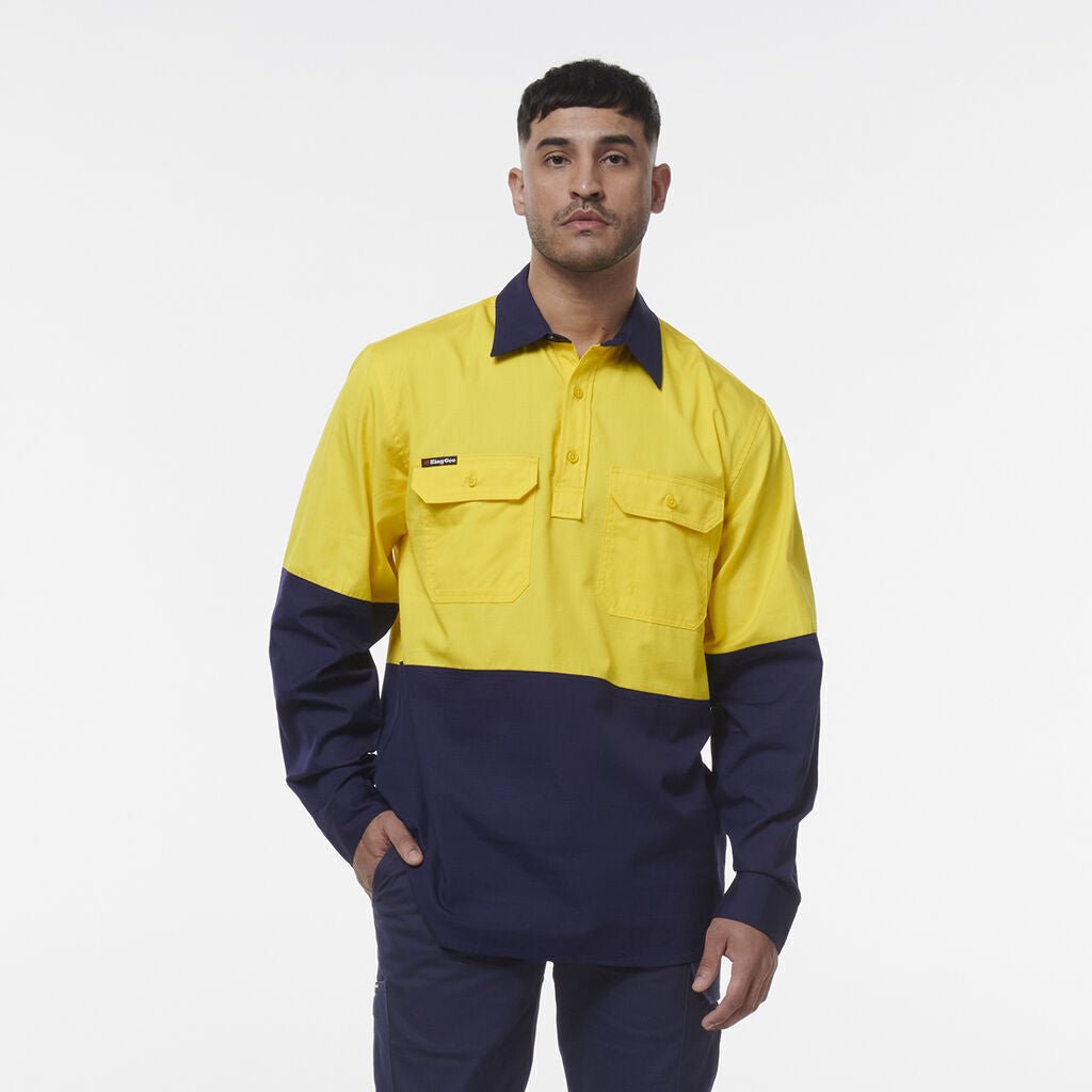 KingGee Mens Workcool Vented Closed Front Spliced Two Toned Pocket Shirt K54011 - Land to Coast