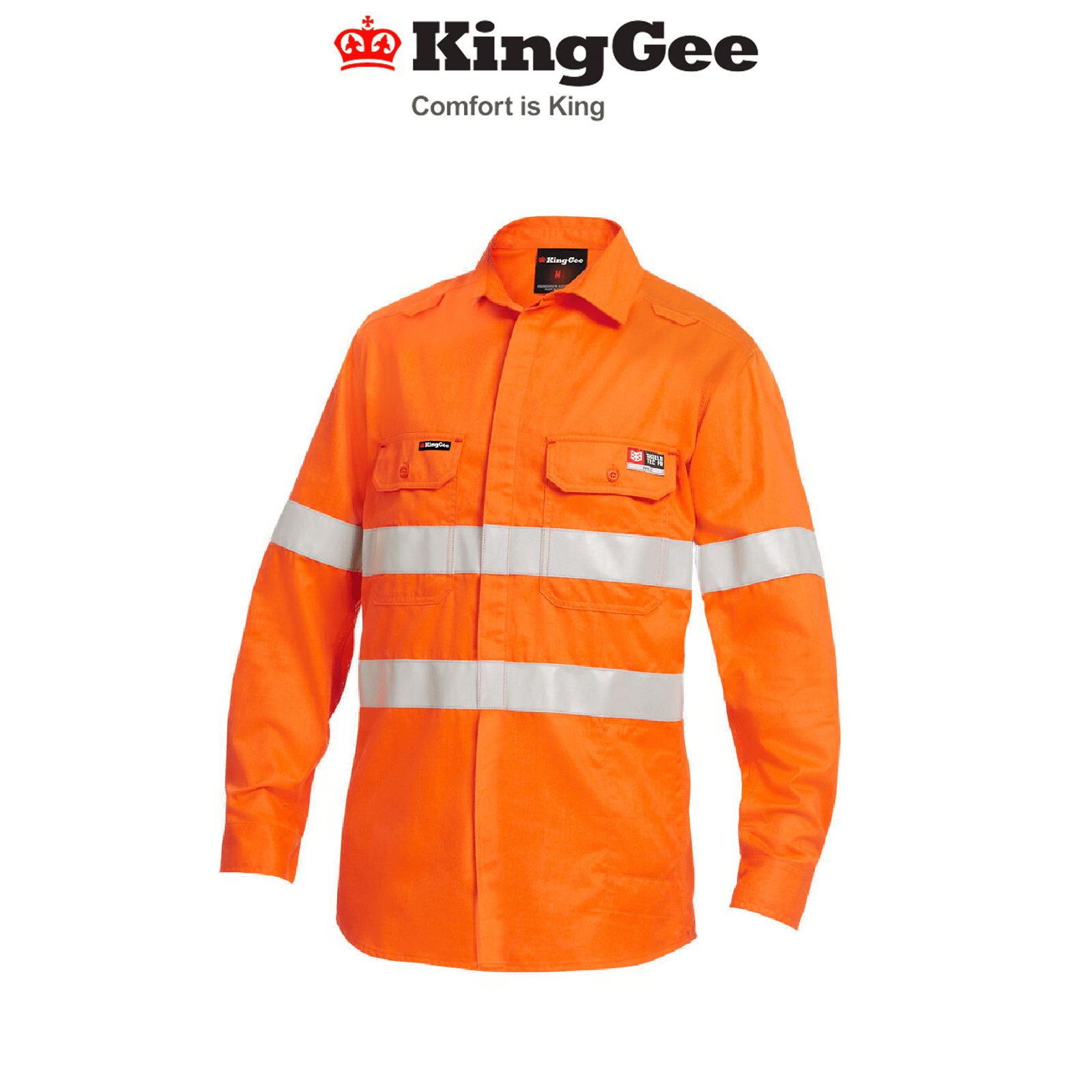 KingGee Shieldtec Lenzing Lightweight Pockets Hi - Vis Spliced Taped Shirt K84001 - Land to Coast