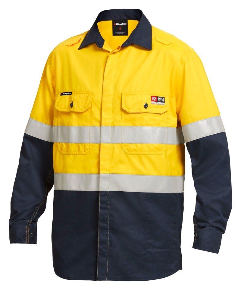 KingGee Shieldtec Lenzing Reflective Heat Resist Hi - Vis Spliced LS Shirt K84000 - Land to Coast