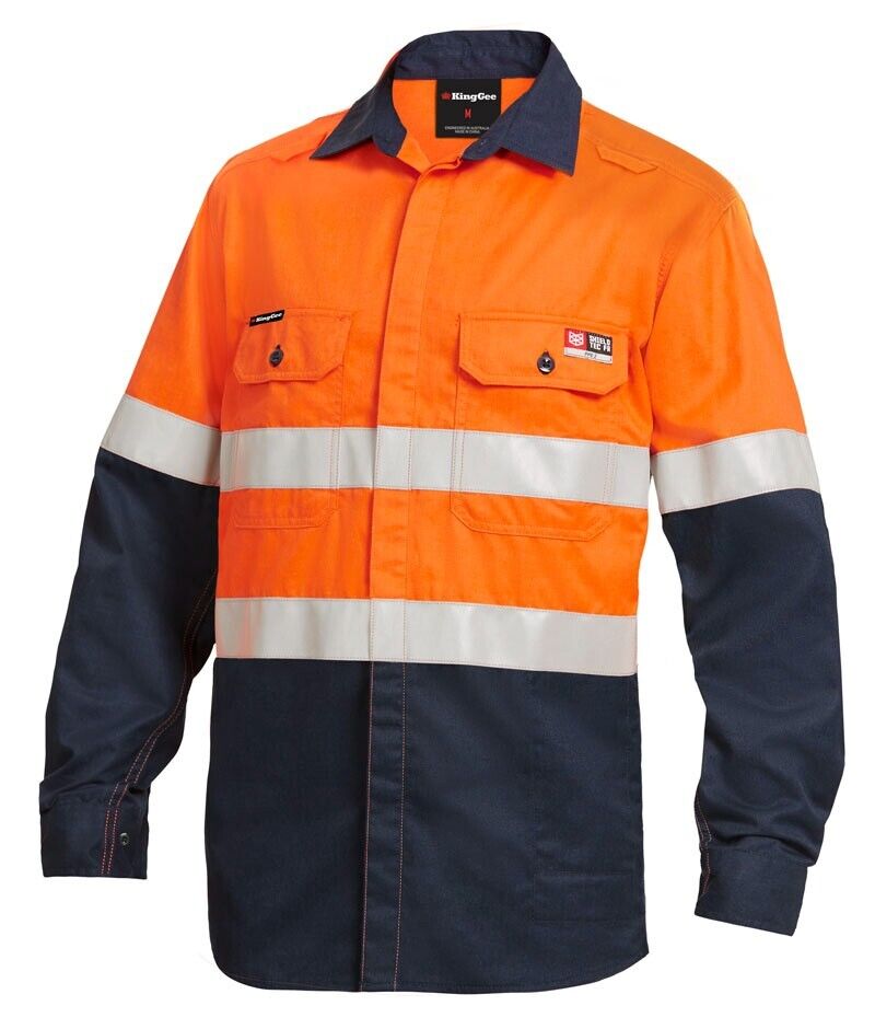 KingGee Shieldtec Lenzing Reflective Heat Resist Hi - Vis Spliced LS Shirt K84000 - Land to Coast