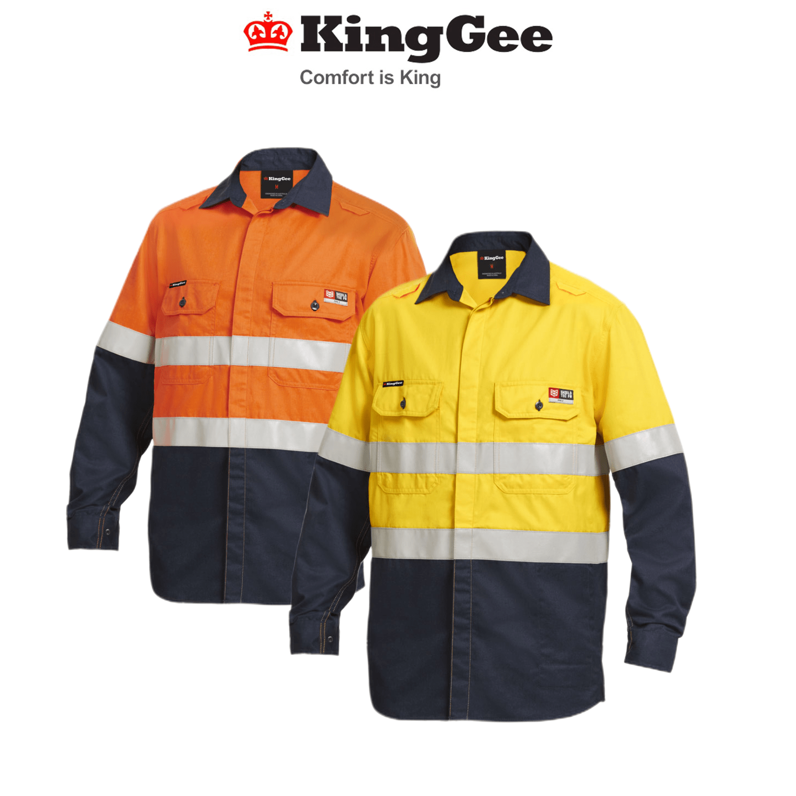 KingGee Shieldtec Lenzing Reflective Heat Resist Hi - Vis Spliced LS Shirt K84000 - Land to Coast