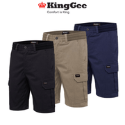 KingGee Shorts Mens Rib Comfort Waist Short Comfort Cargo Stretch Ripstop K17007 - Land to Coast