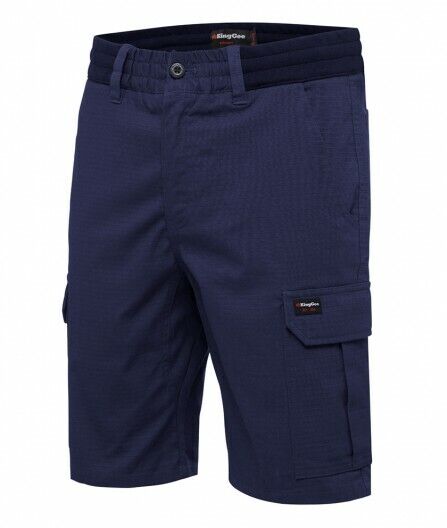 KingGee Shorts Mens Rib Comfort Waist Short Comfort Cargo Stretch Ripstop K17007 - Land to Coast