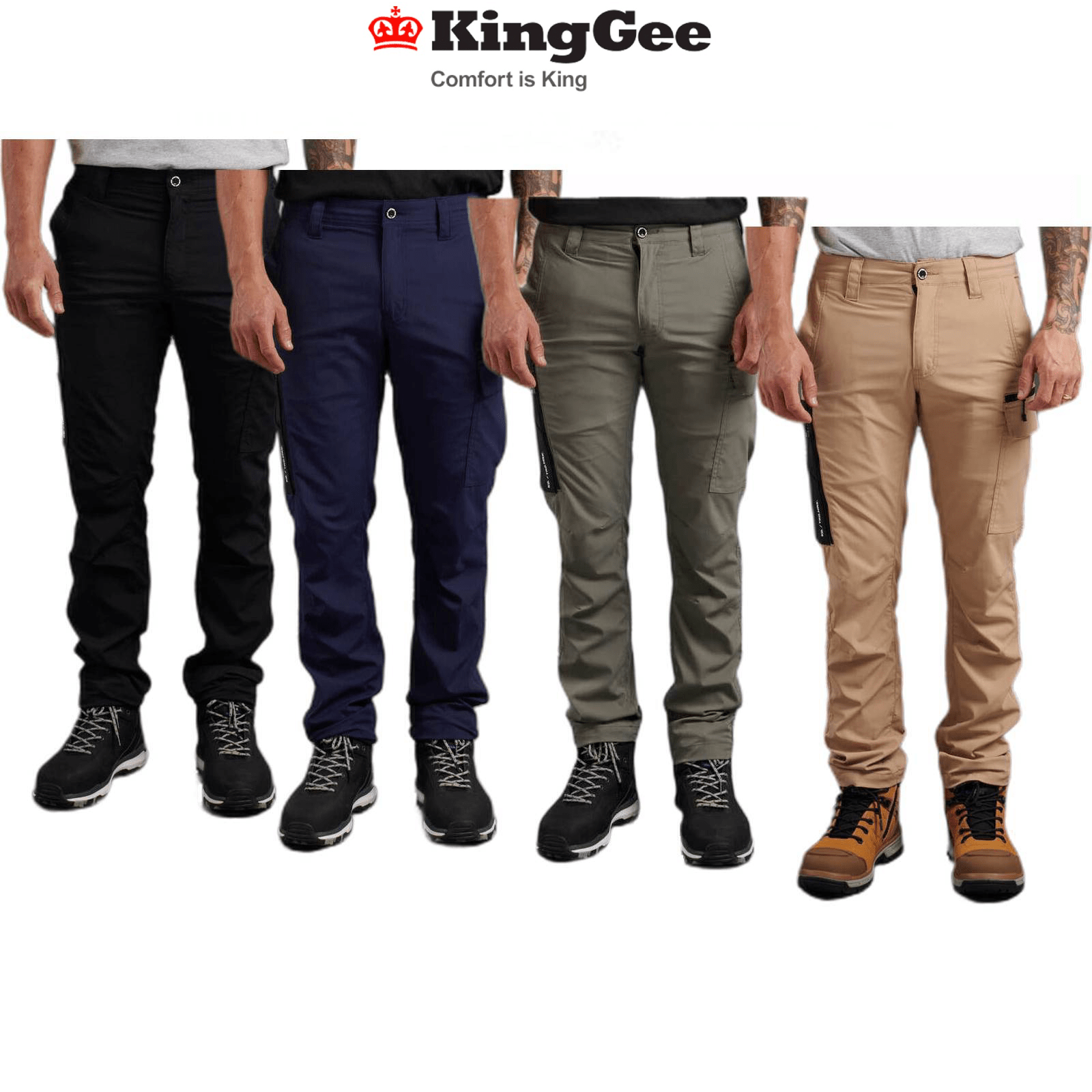 KingGee Trademark Cargo Pant Workmate Lightweight Stretch Ripstop Cordura K13022 - Land to Coast