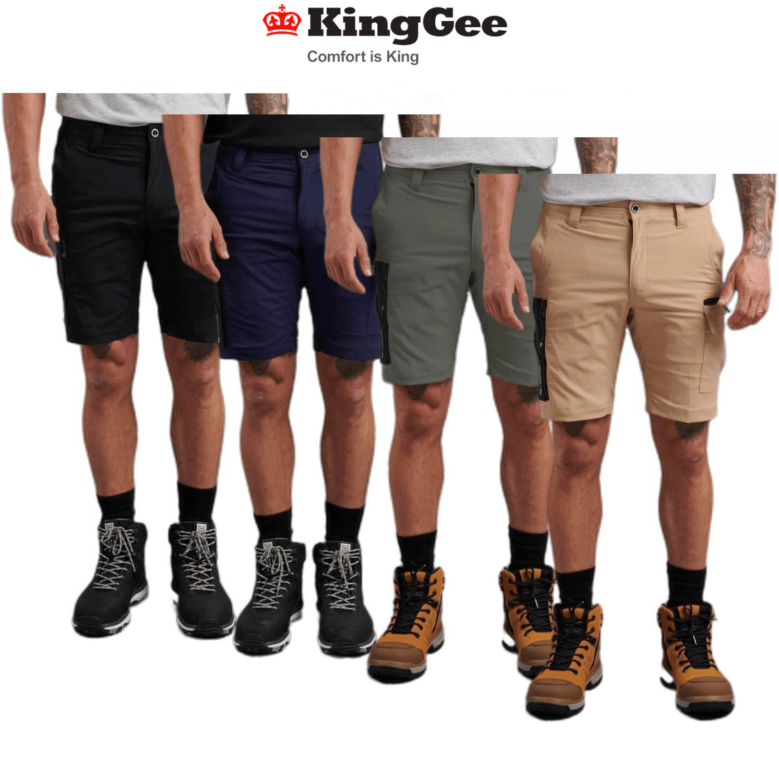 KingGee Trademark Lightweight Stretch KingGee Cargo Short Cordura Cord K17019 - Land to Coast
