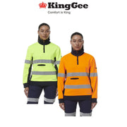 KingGee Womens Hi Vis Reflective Spliced Pocket 1/4 Zip Fleece Warmer K45009 - Land to Coast