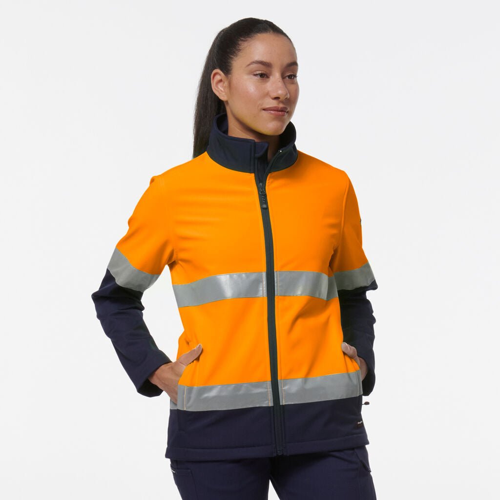 KingGee Womens Reflective Spliced Pocket Softshell Safety Work Jacket K45006 - Land to Coast