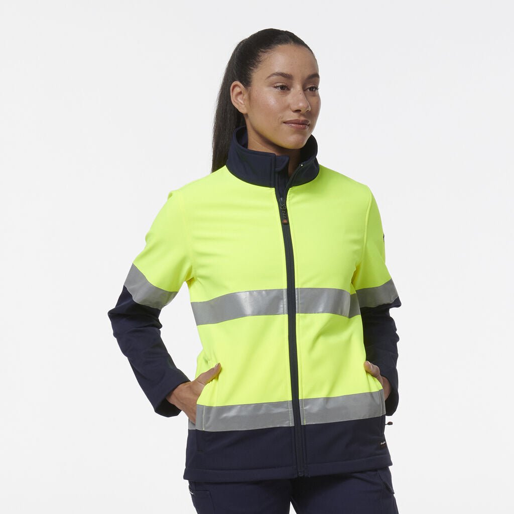 KingGee Womens Reflective Spliced Pocket Softshell Safety Work Jacket K45006 - Land to Coast
