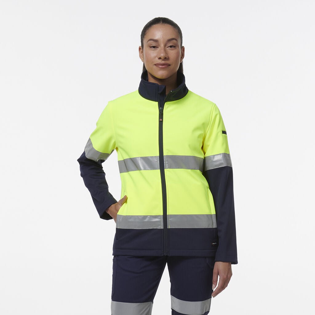 KingGee Womens Reflective Spliced Pocket Softshell Safety Work Jacket K45006 - Land to Coast