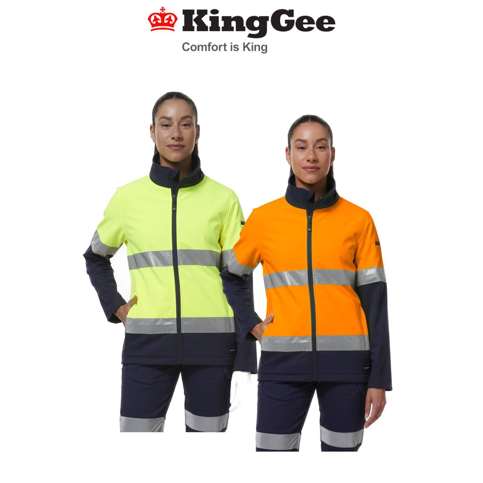 KingGee Womens Reflective Spliced Pocket Softshell Safety Work Jacket K45006 - Land to Coast